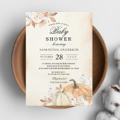 Invitation Citrouilles et fleurs orange d'automne rustiques