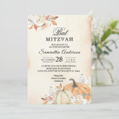 Invitation Citrouilles et fleurs orange d'automne rustiques (Debout devant)