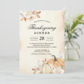 Invitation Citrouilles et fleurs orange d'automne rustiques (Debout devant)