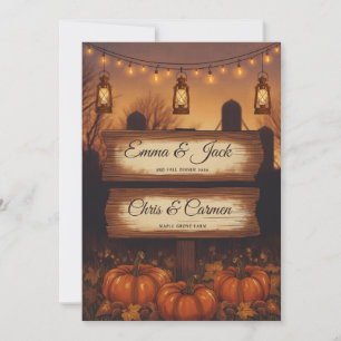 Invitation Citrouilles et Lanternes Mariage d'Automne