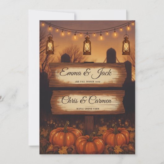 Invitation Citrouilles et Lanternes Mariage d'Automne (Devant)
