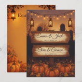 Invitation Citrouilles et Lanternes Mariage d'Automne (Devant / Derrière)