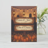 Invitation Citrouilles et Lanternes Mariage d'Automne (Debout devant)