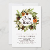 Invitation Citrouilles et Pinecones Wreath Fall Baby shower (Devant)