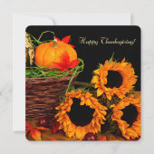 Invitation Citrouilles et tournesols Thanksgiving Dîner (Devant)