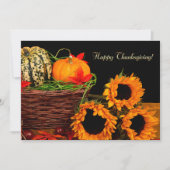 Invitation Citrouilles et tournesols Thanksgiving Dîner (Devant)