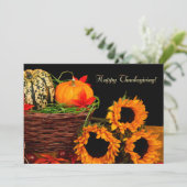 Invitation Citrouilles et tournesols Thanksgiving Dîner (Debout devant)