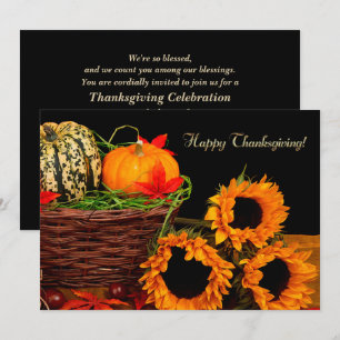 Invitation Citrouilles et tournesols Thanksgiving Dîner