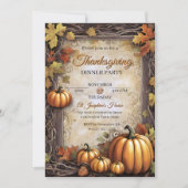 Invitation Citrouilles feuille Vintage Thanksgiving (Devant)