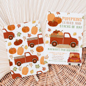 Invitation Citrouilles Feuilles et Meules de Foin Anniversair