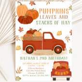 Invitation Citrouilles Feuilles et Meules de Foin Anniversair