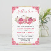 Invitation Citrouilles fleuries rose et blanc Mariage d'autom (Debout devant)