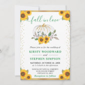 Invitation Citrouilles Fleuries Vert et Or Mariage d'Automne (Devant)