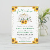 Invitation Citrouilles Fleuries Vert et Or Mariage d'Automne (Debout devant)