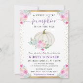 Invitation Citrouilles fleuries violettes et blanches Shower  (Devant)