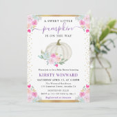 Invitation Citrouilles fleuries violettes et blanches Shower  (Debout devant)