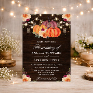 Invitation Citrouilles Florales Orange d'Automne Rustique pou