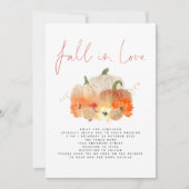 Invitation Citrouilles Florales Paillettes Code QR Tomber en (Devant)