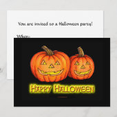 Invitation Citrouilles heureux de Halloween (Devant / Derrière)