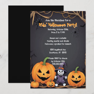 Invitation Citrouilles Mignonnes et Petite Fête d'Halloween d