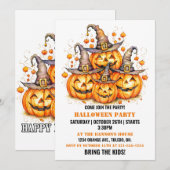 Invitation Citrouilles mignons Bonne fête d'Halloween Invitat (Devant / Derrière)