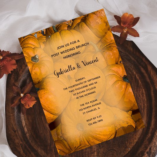 Invitation Citrouilles Orange d'Automne Après-Mariage Brunch