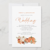 Invitation Citrouilles orange Fleurs d'automne Code QR Invita (Devant)