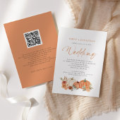 Invitation Citrouilles orange Florales d'automne Code QR Invi