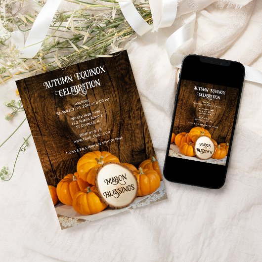 Invitation Citrouilles orange rustiques Célébration de l'équi