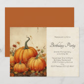 Invitation Citrouilles Orange Scène Automnale Rustique Annive (Devant / Derrière)