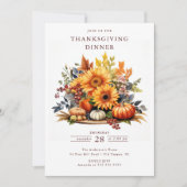 Invitation Citrouilles rustiques et tournesols Thanksgiving (Devant)