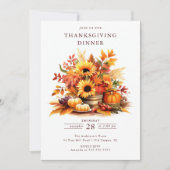 Invitation Citrouilles rustiques et tournesols Thanksgiving (Devant)