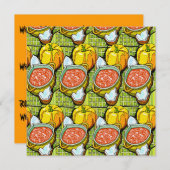 Invitation Citrouilles, soupe et Arrière - plan rayé (Devant / Derrière)