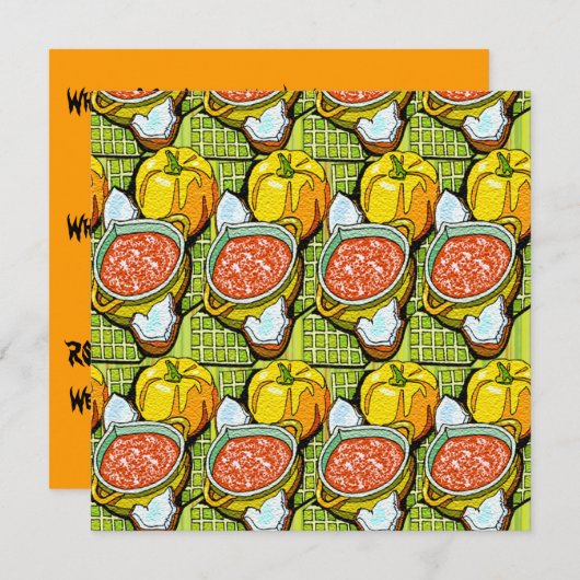 Invitation Citrouilles, soupe et Arrière - plan rayé (Devant / Derrière)