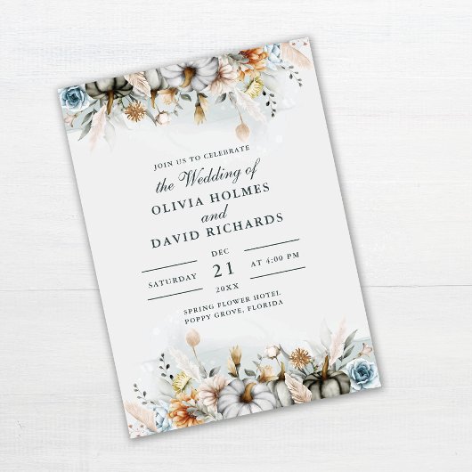 Invitation Citrouilles sur Fleur sauvage Mariage Meadow