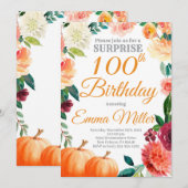 Invitation Citrouilles Surprise Anniversaire d'Automne (Devant / Derrière)