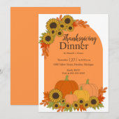 Invitation Citrouilles & Tournesols Chute Foliting Thanksgivi (Devant / Derrière)