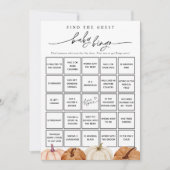 Invitation Citrouilles Trouvez l'invité Baby Bingo Game Card (Devant)