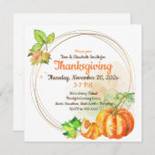 Invitation Citrouilles virtuels de l'aquarelle Thanksgiving (Devant / Derrière)