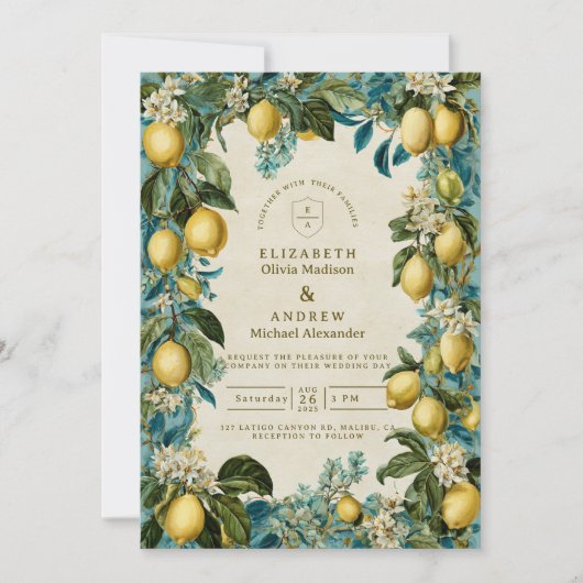 Invitation Citrus Blossom Heritage Wedding (Devant)