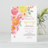 Invitation Citrus Bridal Shower Invitation, Floral Lemon (Debout devant)