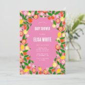 Invitation Citrus Celebration CUSTOM QR Code BABY SHOWER (Debout devant)