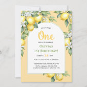 Invitation Citrus citron 1er anniversaire. (Devant)