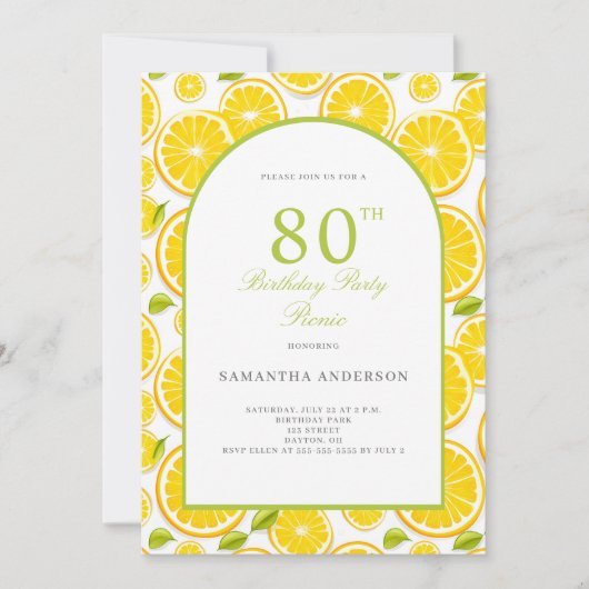 Invitation Citrus citron 80e anniversaire (Devant)