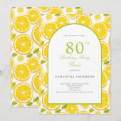 Invitation Citrus citron 80e anniversaire (Devant / Derrière)