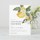 Invitation Citrus citron Aquarelle Couples Douche (Debout devant)