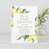 Invitation Citrus citron Baby shower d'aquarelle moderne (Debout devant)