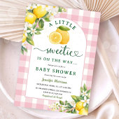 Invitation Citrus citron Baby shower fille rose En vichy
