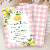 Invitation Citrus citron Baby shower fille rose En vichy