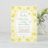 Invitation Citrus citron Baby shower Floral (Debout devant)